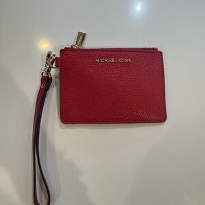 Michael Kors Red Leather Wristlet / Zip Card Holder New without tags